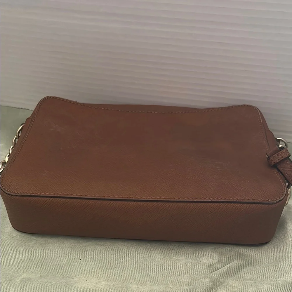 Michael Kors Brown Leather Crossbody Bag with Chain Strap